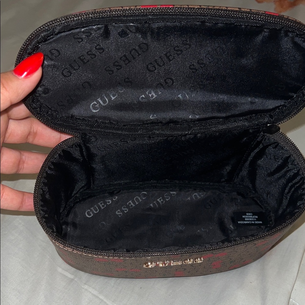Guess Brown Cherry Pattern Cosmetic Case NWT - image 4